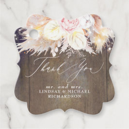 Pampas Grass and Rustic Wood Tack Gåvor Etiketter