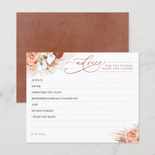 Pampas Grass and Terracotta Flowers Advice Card (Fram/baksida)
