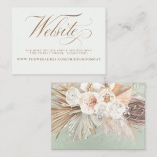 Pampas Grass and White Flowers Bröllop webbplats Visitkort