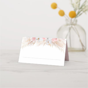 Pampas Grass and White Orchids Exotic Bröllop Placeringskort