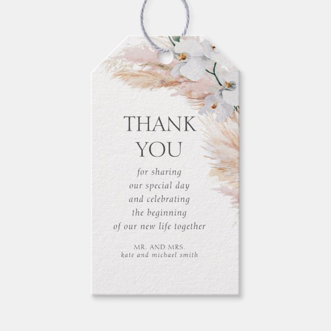 Pampas Grass and White Orchids Tack Presentetikett (Framsidan)