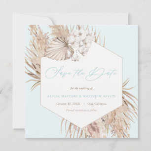 Pampas Grass Aqua Neutralt Bröllop spara datum Datumet