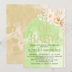 Pampas Grass Arch Boho Baby Shower Inbjudningar
