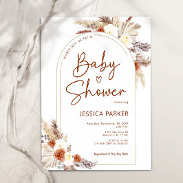Pampas Grass Arch Terracotta Boho Baby Shower Inbjudningar
