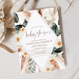 Pampas Grass Baby Shower Boho Eucalyptus Inbjudningar