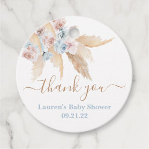 Pampas Grass Baby Shower Boy Favor Taggs Gåvor Etiketter