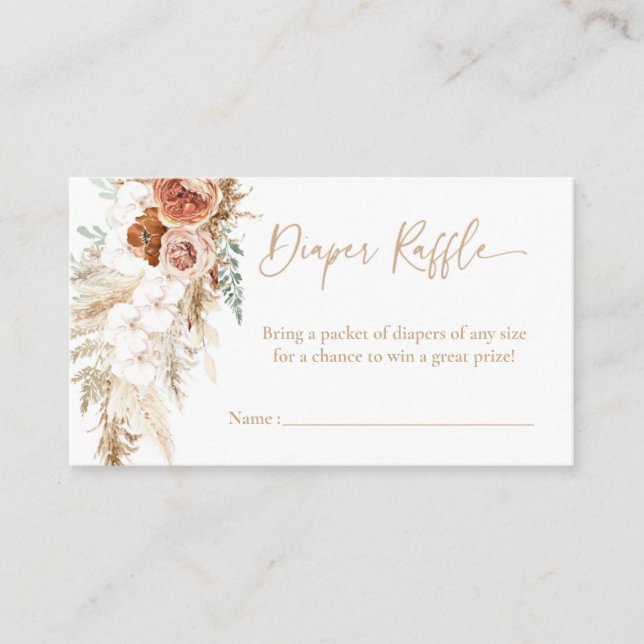Pampas Grass Baby Shower Diaper Raffle Card Infoga Tilläggskort (Framsida)