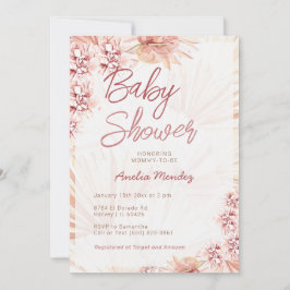 Pampas Grass Baby Shower Neutralt Girl Boy Bohemia Inbjudningar