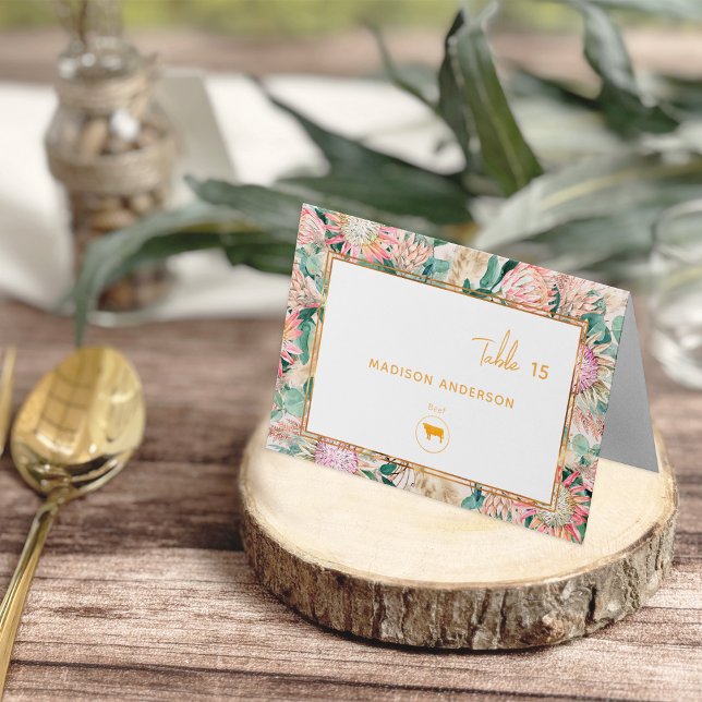 Pampas Grass Beef Meal Choice Guest Name Card Bordsnummer (Skapare uppladdad)