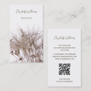 Pampas Grass Beige Sepia Photo QR-kod Visitkort