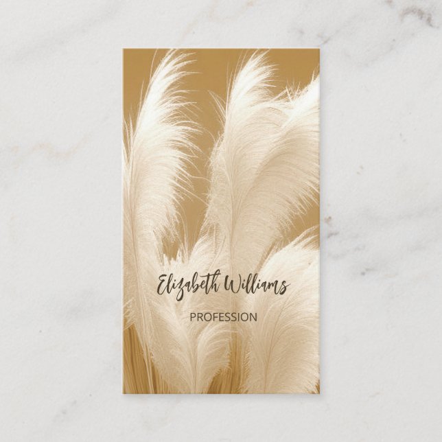 Pampas Grass Beige Sepia Photo | QR-kod Visitkort (Framsida)
