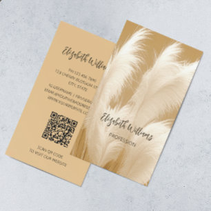 Pampas Grass Beige Sepia Photo   QR-kod Visitkort