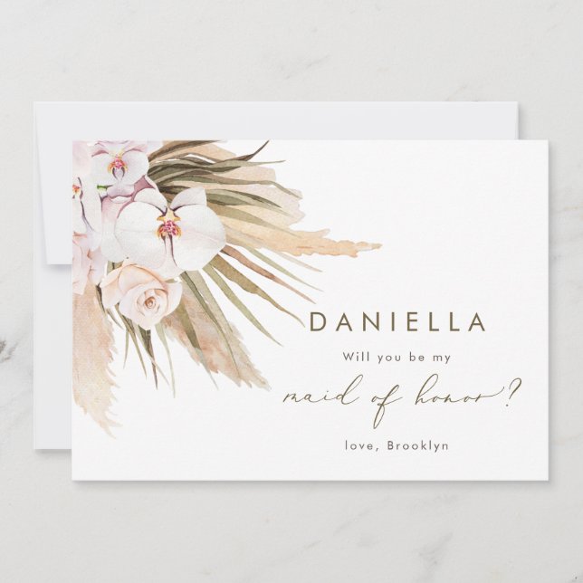 Pampas Grass, blir du min Maid of honor Inbjudningar (Framsida)