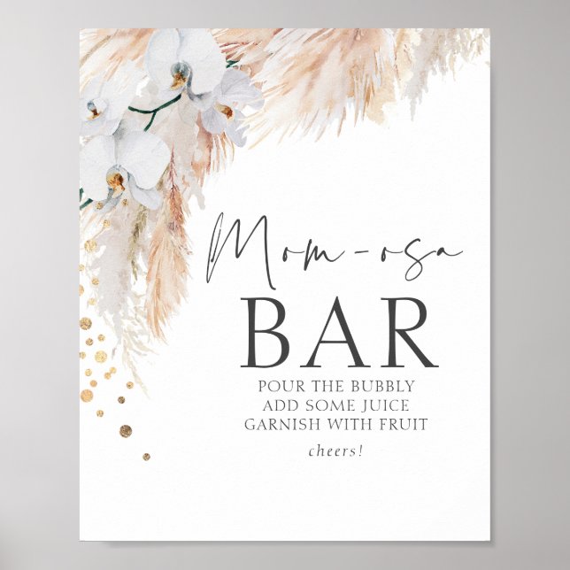 Pampas Grass Blommigt Baby Shower Mamma-osa Pub Poster (Framsidan)