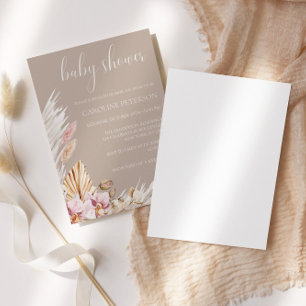 Pampas Grass Blommigt Boho Baby Shower Inbjudningar