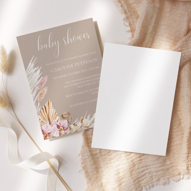Pampas Grass Blommigt Boho Baby Shower Inbjudningar (Skapare uppladdad)