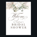 Pampas Grass Blommigt Boho Möhippa Välkommen Poster<br><div class="desc">Välkomsttecken poster av pampasgräs och möhippa av vita blommor</div>