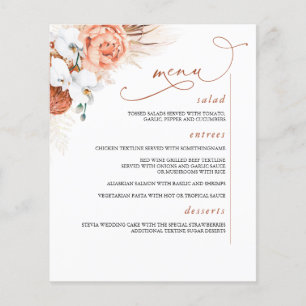 Pampas Grass Blommigt Botanical Terracotta Menu Flygblad