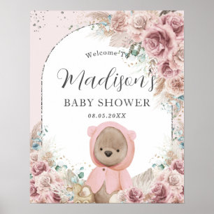 Pampas Grass Blommigt Cute Nalle Arch Poster