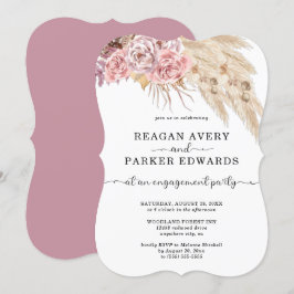 Pampas Grass Blommigt Ro och Lila Förlovning Inbjudningar