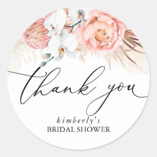 Pampas Grass Blommigt Rosa Tack för alla händelser Runt Klistermärke
