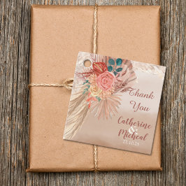 Pampas Grass Blommigt Terracotta Boho Chic Bröllop Gåvor Etiketter