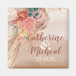Pampas Grass Blommigt Terracotta Boho Chic Bröllop Magnet