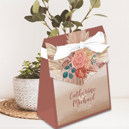 Pampas Grass Blommigt Terracotta Boho Chic Bröllop Presentaskar