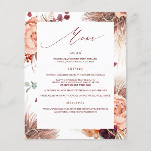 Pampas Grass Blommigt Terracotta Menu Flygblad