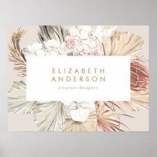 Pampas Grass Blommigt Tropical Jungle Affärskort Poster