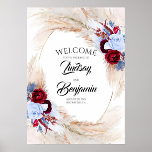 Pampas Grass Blommigt Välkomstskylt Bröllop Poster