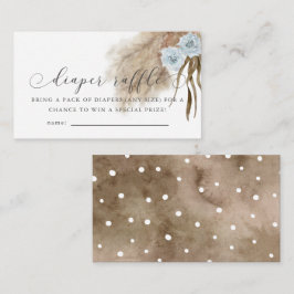 Pampas Grass Blue Baby Shower Raffle Biljett Tilläggskort