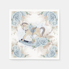 Pampas Grass Blue Blommigt Rocking Horse Baby Show Pappersservett