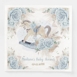 Pampas Grass Blue Blommigt Rocking Horse Baby Show Pappersservett