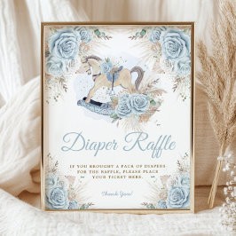 Pampas Grass Blue Blommigt Rocking Horse Diaper Poster