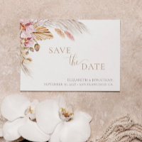 Pampas Grass Blush Pink Floral Save the Date Card