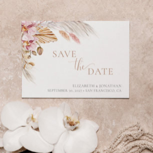 Pampas Grass Blush Pink Floral Save the Date Card Inbjudningar