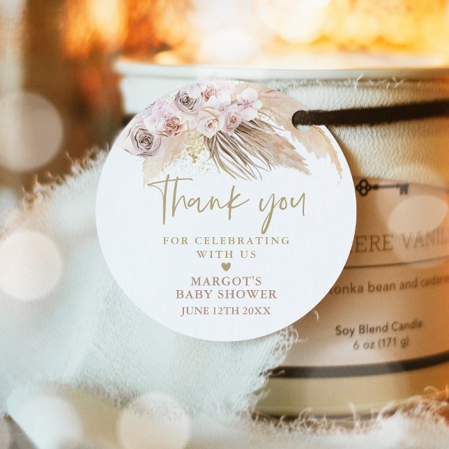 Pampas Grass Bohemian Baby Shower Favor Gåvor Etiketter (Skapare uppladdad)