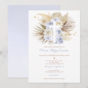 Pampas Grass Bohemian Baptism Boho Christening Inbjudningar