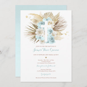 Pampas Grass Bohemian Baptism Boho Christening Inbjudningar