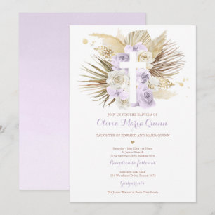 Pampas Grass Bohemian Baptism Boho Christening Inbjudningar
