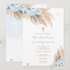 Pampas Grass Bohemian Baptism Boho Christening Inbjudningar