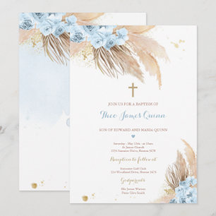 Pampas Grass Bohemian Baptism Boho Christening Inbjudningar
