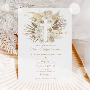 Pampas Grass Bohemian Baptism Boho Christening Inbjudningar