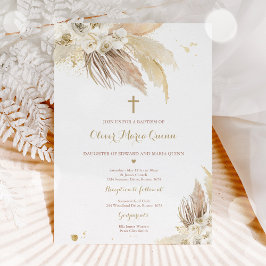 Pampas Grass Bohemian Baptism Boho Christening Inbjudningar