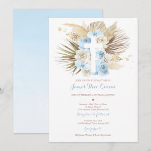 Pampas Grass Bohemian Baptism Boho Christening Inbjudningar