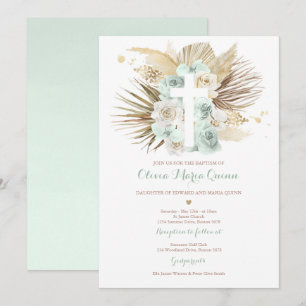 Pampas Grass Bohemian Baptism Boho Christening Inbjudningar