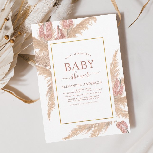 Pampas Grass Bohemian Boho Baby Shower-inbjudan Inbjudningar (Skapare uppladdad)