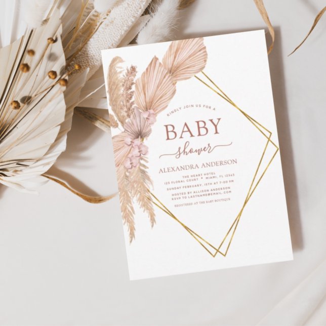 Pampas Grass Bohemian Boho Baby Shower-inbjudan Inbjudningar (Skapare uppladdad)