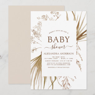 Pampas Grass Bohemian Boho Baby Shower Inbjudningar